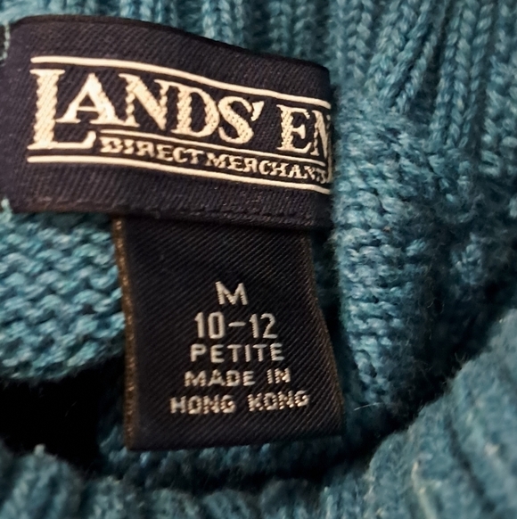 Turquoise Cable Knit Sweater Size MP 10-12 - Picture 3 of 5